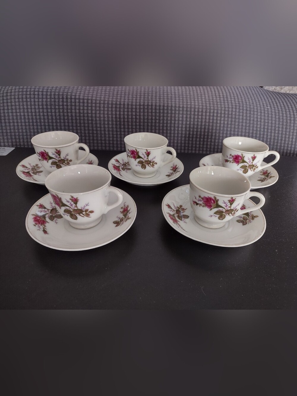 Set of 5 Vintage Demitasse Cups and Saucers Japan 1940s
